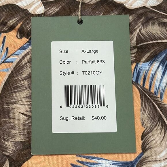 NWT Hawaiian Tropic Mens Orange Floral Tropical Short Sleeve Button size XL - Picture 4 of 7